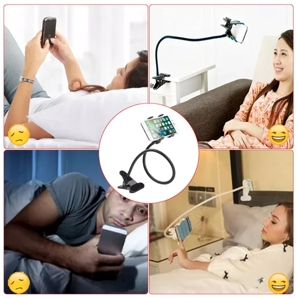 29.5-Inch Flexible Gooseneck Phone Holder, Clamp-On Stand for Desk, Table and Bed