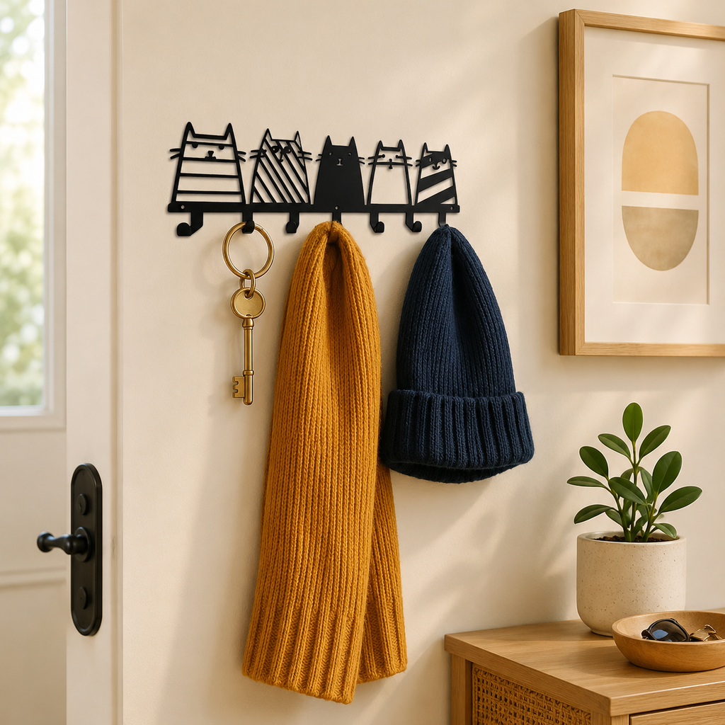 Wall Key Holder shown mounted near an entryway holding keys