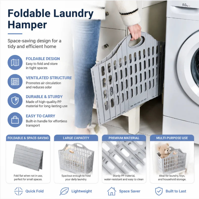 Foldable Plastic Laundry Hamper product image