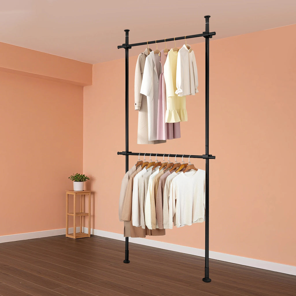 Two-Tier Floor-to-Ceiling Clothes Rack product image