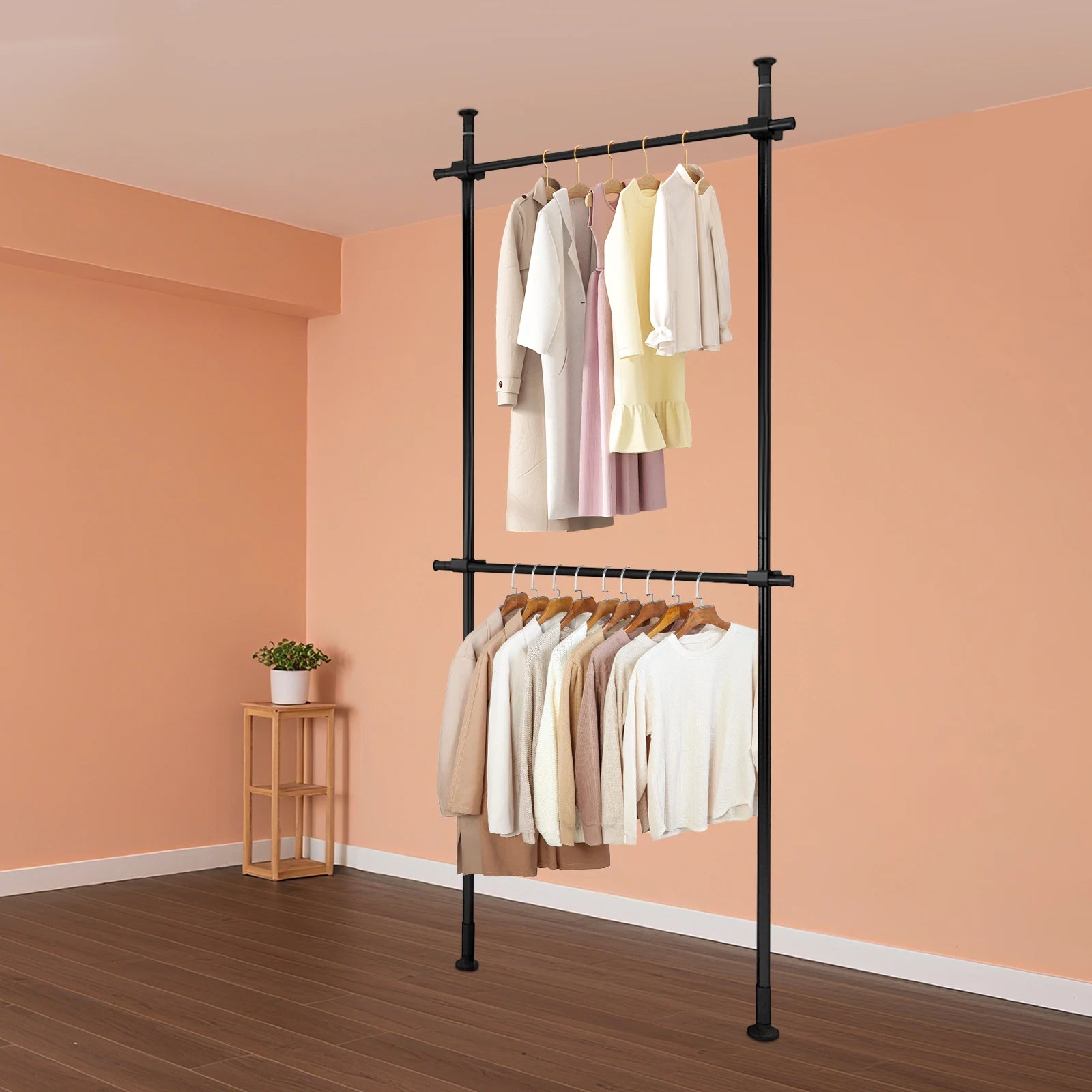 Two-Tier Floor-to-Ceiling Clothes Rack product image