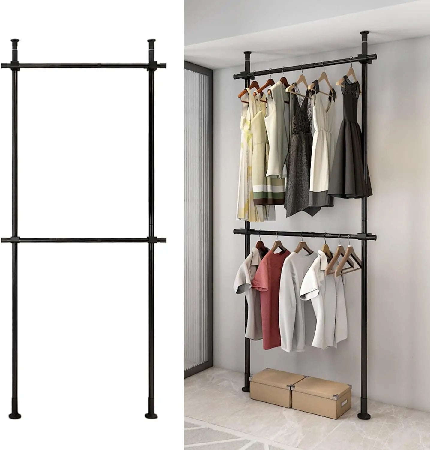 Two-Tier Floor-to-Ceiling Clothes Rack product image