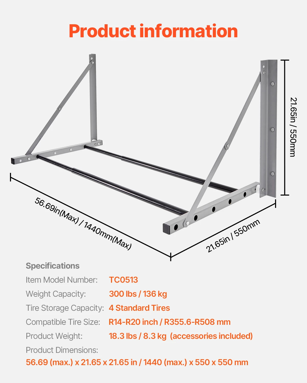 Wall-Mounted Folding Tire Rack product image