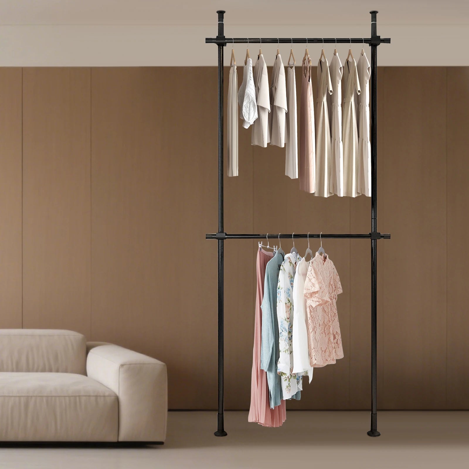 Two-Tier Floor-to-Ceiling Clothes Rack product image